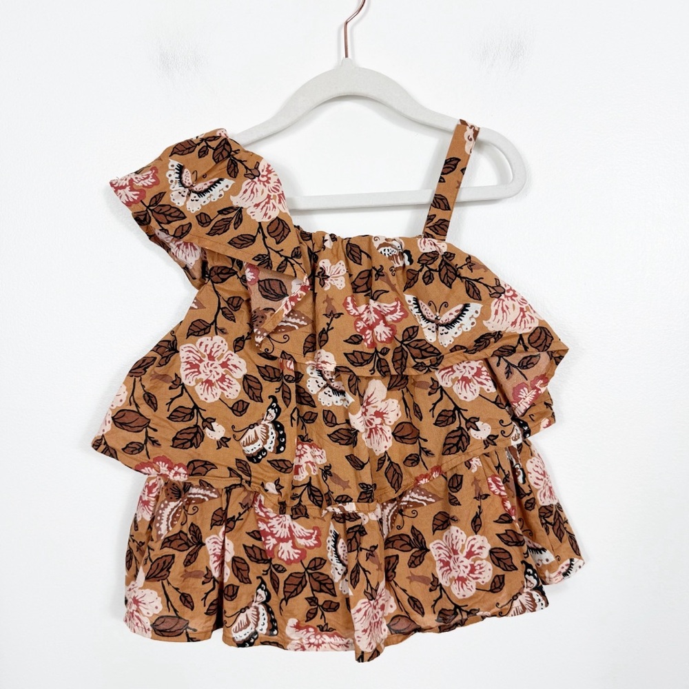 Janie and Jack Butterfly Floral Tiered Cotton Top Size 6